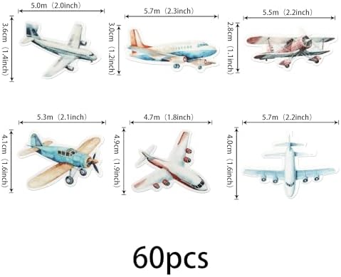 60 Pack Edible Airplane Cupcake Toppers Glitter Plane Theme Water Paper Cupcake Picks for Baby Shower Aviation Fighter Theme Birthday Party Cake Decorations Supplies
