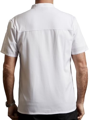 KITCHIEF Black Chef Coat With Mesh Lightweight Chef Jacket Men Short Sleeve Chef Uniform for Kitchen,Restaurant,Bakery