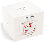 Tea Forte Ceramic Teapot with Removable Stainless Steel Infuser Basket and Lid, Steeps 24 oz. Loose Leaf Tea, Dishwasher & Microwave Safe, Gifts for Mom, Sakura Cherry Blossom