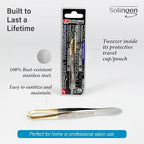 Solingen Germany Slant Tip Stainless Steel Eyebrow & Facial Hair Hand-Filed Made in Germany (Nickel-Gold)
