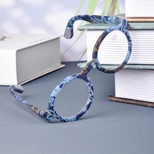 Nerd Reading Glasses +1.5 Round Wizard Readers for Men Women, Vintage Full Frame Eyeglasses TR90 Red Amber(Blue,+2.0)