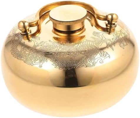 Metal Hot Water Bottle, Ancient Style Hand Warmer, 4.3 Inch Brass Leak-Proof Bed Bottle for Winter Pain Relief & Massage Hand Warmer