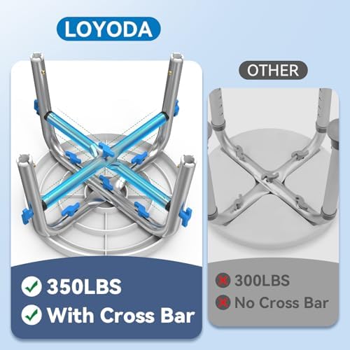 FSA/HSA Eligible Swivel Shower Stool with Reinforced Crossing Bar, Height Adjustable Round Shower Chair for Inside Shower, Tool Free Assembly Shower Seats for Adults, 350lbs