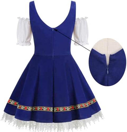 GRAJTCIN Womens Oktoberfest Costume, Velvet German Bavarian Dress for Halloween Carnival