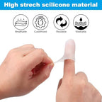 PATIKIL Finger Sleeve Protectors, 20pcs Silicone Finger Cots Cover Cap Thumb Guard Gel Finger Protection for Repair, Sports, 2"x0.6" White