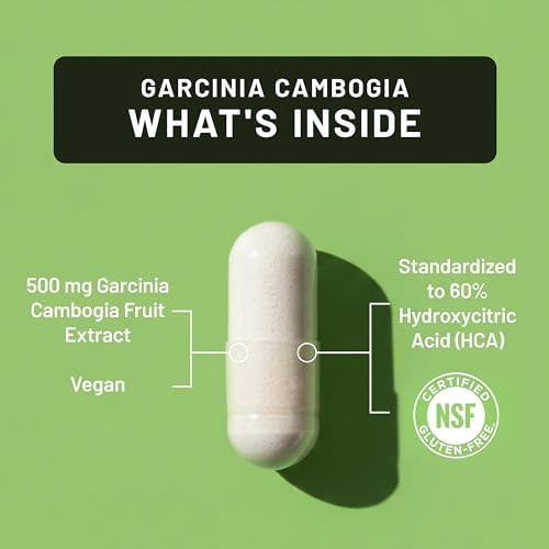 Naturewise Garcinia Cambogia - 60% HCA Concentration Extract, Natural Support for Weight Goals and Energy Levels - Vegan, Non-GMO, Gluten Free - 180 Capsules[2-6 Month Supply]