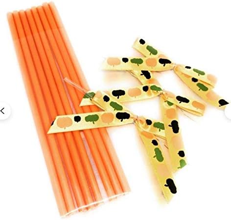 50pcs 6" (150mm) Plastic Sticks for Lollipop or Cake pops in Halloween Party - Black (Orange)