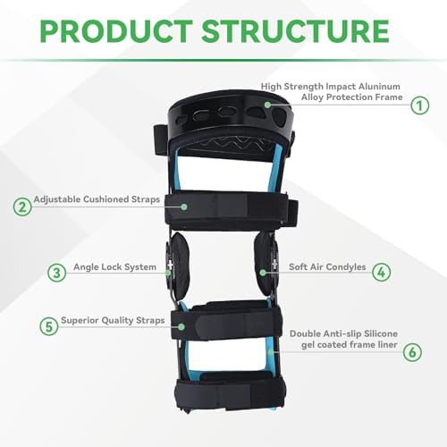 Orthomen Functional Knee Brace, for ACL MCL PCL Meniscus Ligament Sports Injuries, Adjustable Hinged ROM Orthopedic Knee Orthosis for Men & Women (XXL-Left)