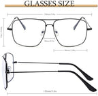 Non Prescription Glasses - Classic Square Clear Lens Metal Frame for Men Women