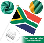 AhfuLife 15 Pcs South Africa Hand Held Flags for World Cup Decorations 2026, 5.5 × 8.2 Inch South Africa Small Stick Flag with 11.8" Pole for National Day Football Sports Events Celebration Decor