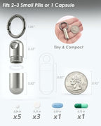Titanium Pill Holder Necklace, Small Waterproof Mini Pill Case with 28" Rolo Chain, Tiny Pill Fob for Men Women, Emergency Nitroglycerin Aspirin Container, Keychain Pill Holder for Travel, Gifts