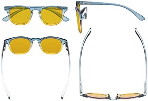 Eyekepper Ladies Blue Light Blocking Reading Glasses with Amber Tinted Filter Lens - Gradient Frame Computer Readers Women - Blue-Yellow Frame +3.00