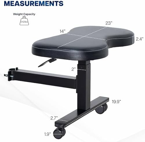 VIVO Height Adjustable Retrofit Footrest for Office Chair, Cushion Attachment Fits 2 inch Cylinders, Cross-Legged Sitting Option, Holds 242 lbs, Black, Chair-REST1
