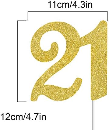 Numbrer 21 Cake Topper for Happy 21th Birthday or Anniversary Party Decoration Supplies
