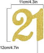 Numbrer 21 Cake Topper for Happy 21th Birthday or Anniversary Party Decoration Supplies