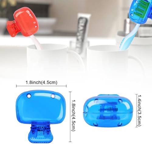 4 Pack Toothbrush Head Covers Protector Cap Brush Pod Case Protective Portable Plastic Clip Travel(blue red green grey)