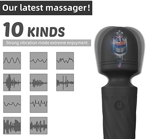 Handheld Personal Mini Massager Tool– Waterproof, USB Rechargeable, 10 Vibration - Perfect on Back Legs Hand Pains and Sports Recovery(Black)
