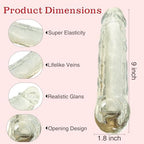 New Big Soft Real Male Super Silicone Sleeve Extension Sheath Extender for Men Male Enhancement Extension Sleeve (Transparent, 8.7")
