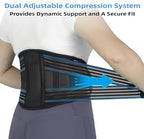 Back Brace for Lower Back Pain Relief - Adjustable Breathable Lumbar Support Belt with 6 Reinforced Steel Stays for Men & Women, Sciatica, Herniated Disc, Scoliosis & Muscle Support (Black, Medium)