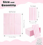 HEIPINIUYE 50 Pieces 3-ply Striped Paper Napkins Light Pink and White Guest Towels Disposable Hand Towels for Bathroom Wedding Birthday Baby Shower Dinner Napkins Disposable