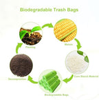 Biodegradable Bin Bags Liner 120 Counts, 10L Food Waste Bags Trash Bag Small, 10 Litre Compostable Compost Caddy Liners, Recycled Degradable Rubbish Garbage Bag for Kitchen Office, Green. 45 x 50cm