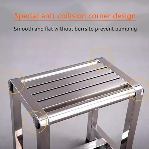 Stainless Steel Shower Stool Seat, Stainless Steel Shower Chair with Rounded Corners, 330Lbs Capacity, Metal Bathroom Seat for Seniors, Lightweight Nonslip Bathing Bench,XL