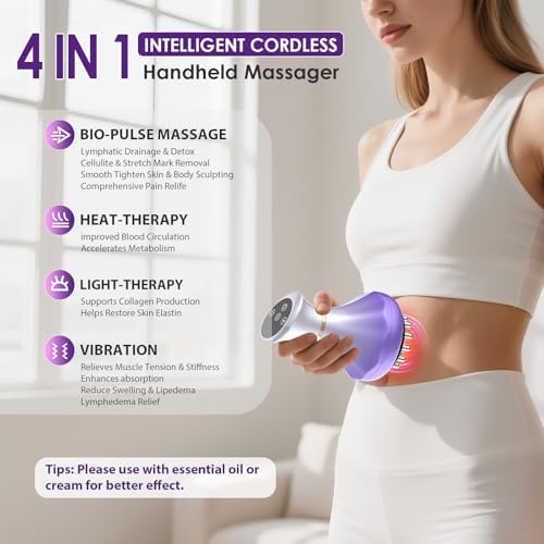 Lymphatic Drainage Massager, Anti Cellulite Massage Tool For Thigh & Belly Stretch Marks & Cellulite Reduction, Handheld Massage tools for Sciatica Nerve, Legs, Arms, Hip, Muscle, Low Back Pain Relief