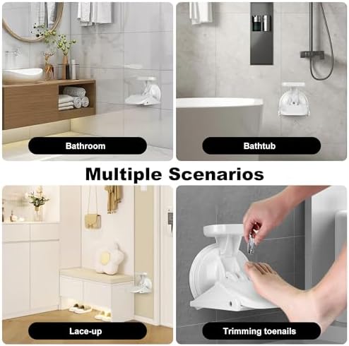 Shower Foot Rest Suction Cup,Shower Shaving Foot Rest with Powerful Suction Cup,Shower Leg Shaver Stand,Collapsible Suitable for Small Space