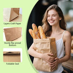 100 Pack Paper Kraft Paper Bags,58 Lbs Heavy Duty Large Grocery Brown Bag,14x10.5x6.5 Inch Bags for Storage,Take out,Shopping,Sacks