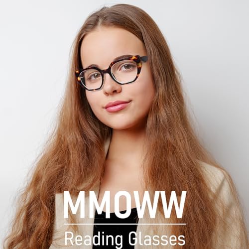 MMOWW 3 Pack Oversized Cateye Reading Glasses for Women Fashion Blue Light Blocking Readers with Spring Hinges