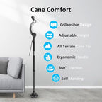 REHAND Adjustable Walking Cane for Seniors Adults - Ergonomic Anti-Slip Grip, 10 Height Settings (40"-49"), 350lbs Weight Capacity, Self-Standing Foldable Cane with Enhanced Anti Slip Base (Black)