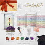 Crystals and Healing Stones Premium Kit Wooden Box - Chakra Stones Healing Crystals Set, Rose Quartz, Amethyst Cluster, Quartz Points, Chakra Pendulum (A Essential Chakra Collection)