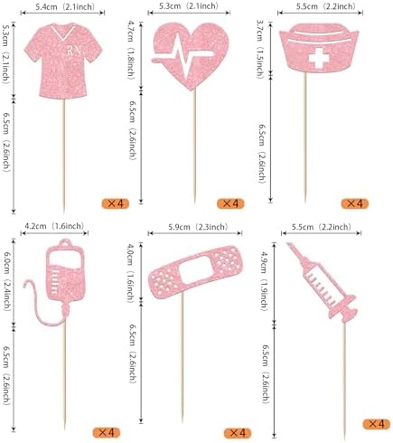 Rsstarxi 24 Pack Nurse Cupcake Toppers Nurse Decorations for Party Nursing Cupcake Picks Nurse Graduation Cake Decorations for Medical Rn Nurse Grad Themed Birthday Party Decorations Pink, Design 4