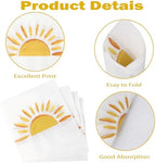 60Pcs Boho Sun Paper Napkins Sunshine Napkin Disposable First Trip Around The Sun Cocktail Dinner Napkins for Birthday Baby Shower Party Supplies Birthday Decorations (13" x 13")