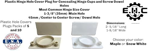 E.H.C. Plastic Hinge Hole Cover Plug, 5 Count, Snow White