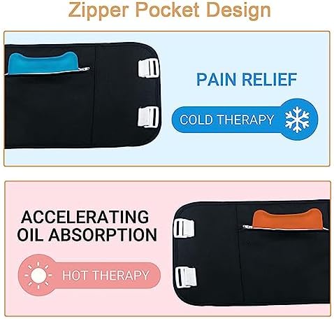 Pack of 2 Castor Oil Pack Wrap Set, Waist and Neck Castor Oil Packs for Liver Detox with Adjustable Straps, Reusable and Pain-Relieving(Oil Not Included), Black