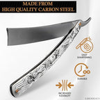 Professional Mens Straight Razor – 11.4" Barber Straight Razors for Men with Pre-Sharpened Carbon Steel Blade – Rust-Resistant & Easy to Clean Shaving Knife for Men, Ergonomic Handle & Durable Build