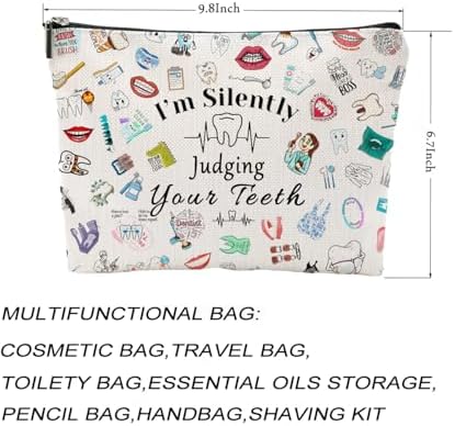 Dentist Gift Dental Gift for Women Makeup Bag Dental Assistant Gift Dental Hygienist Gift Cosmetic Bag Graduation Gift for Dentist Thank You Gift for Her Birthday Retirement Gift