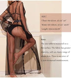 ROSVAJFY Women’s Sexy Flared Sleeves Lingerie Long Mesh Kimono Robe Lace Dressing Gown Bathrobe Cardigan Swimsuit Cover Up