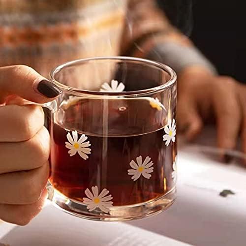 Ochine Glass Cups Coffee Tea Mugs with Handle Crystal Clear Espresso Cups Coffee Mug Cappuccino Cup Milk Cup Durable Insulated Cups Beverage Glasses Creative Gifts Wall Glassware