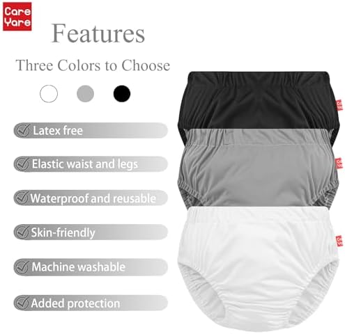 Adult Incontinence Underwear Women Waterproof Underwear for Men Leak Proof Underwear Rubber Pants for Adults Incontinence Washable Plastic Pants for Adult Diapers Leakproof Diaper Cover M