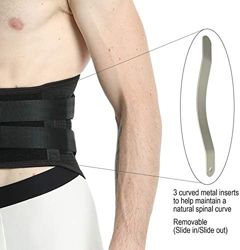 NeoTech Care Back Belt Support for Men or Women - Breathable & Adjustable Lower Back Brace - Double Pull Compression Straps (Black, Size M)