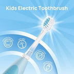 Papablic Kids Electric Toothbrush for Ages 4+ Children Girls and Boys, USB Rechargeable with Smart Brushing Timer, LED Light & 4 Replacement Brush Heads, Blue