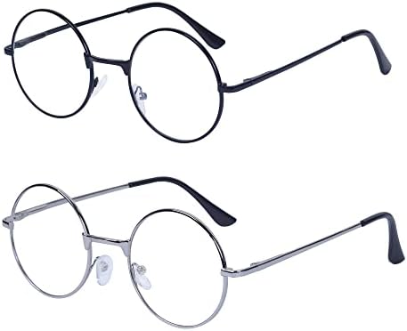4 Pack Reading Glasses for Women Men Retro Round Metal Frame + Glasses Strap