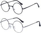 4 Pack Reading Glasses for Women Men Retro Round Metal Frame + Glasses Strap