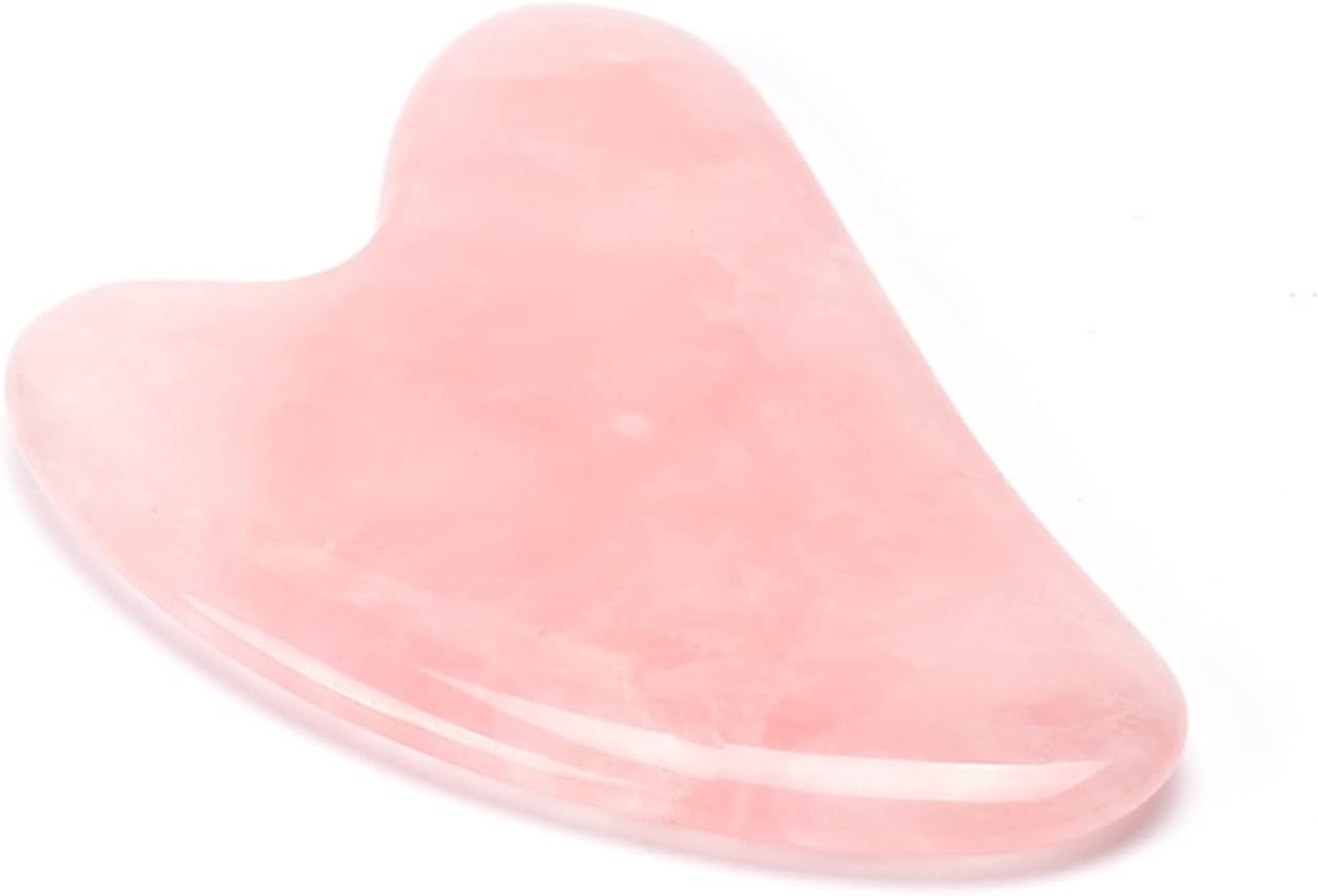 MOBYAT Guasha Stone Jade Board Stone Scraper for Face Neck Back Body 1Pcs (Color : Rose Quartz)