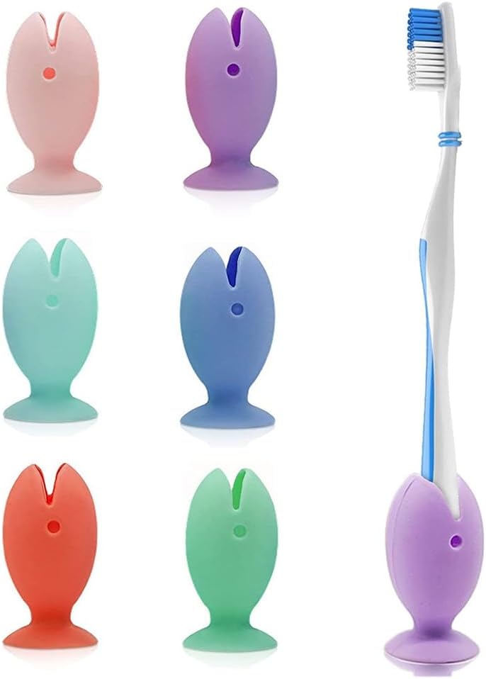 6 Pcs Toothbrush Covers Caps Silicone Fish Holder Cute Standing Toothbrush Head Travel Protector Cap for Household Travel Camping Bathroom School Business Color Random
