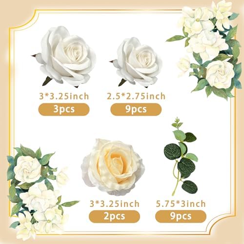 Flower Cake Toppers Boho Cake Toppers Artificial White Rose Eucalyptus Cake Decorations for Girl Women Birthday Baby Shower Wedding Valentine's Day Celebration Boho Party Supplies (Style 7)