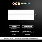 OCB Rolling Papers Premium King Slim 109mm with Tips (5 Pack)