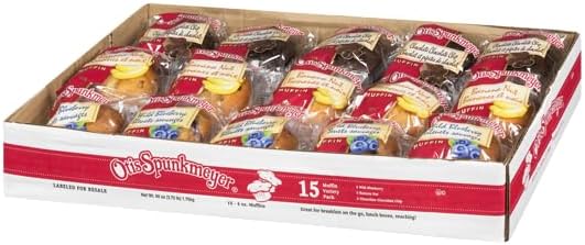 Otis Spunkmeyer, Assorted Muffins, (15 ct., 4 oz.per muffin), Blueberry, Banana, Chocolate, 1.7kg/3.75 lb Box. {Imported from Canada}
